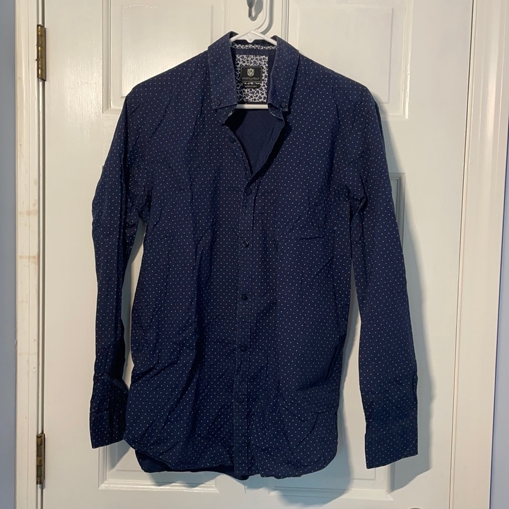 Navy Blue Long Sleeve Button Down